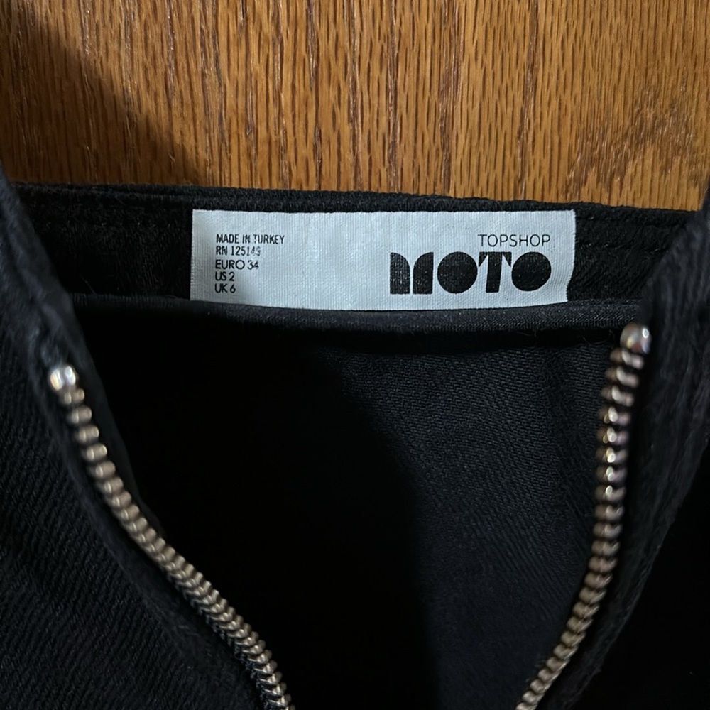 Topshop Moto Black Denim Dress - Picture 2 of 5